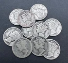 [Lot of 10] Mercury Dimes 1926 - 1945   90% Silver