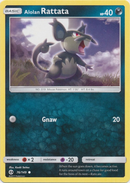 Alolan Rattata - 76/149 - Common (Mp) Sun and Moon Base Set - Darkness Pokémon