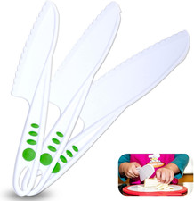 Curious Chef Kid Safe Kitchen Knife Set - 3-Piece Nylon Knives for Kids, White 