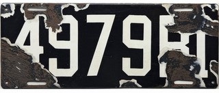 99 CENT SALE 1910 Rhode Island Second Issue Porcelain License Plate #4979 NR