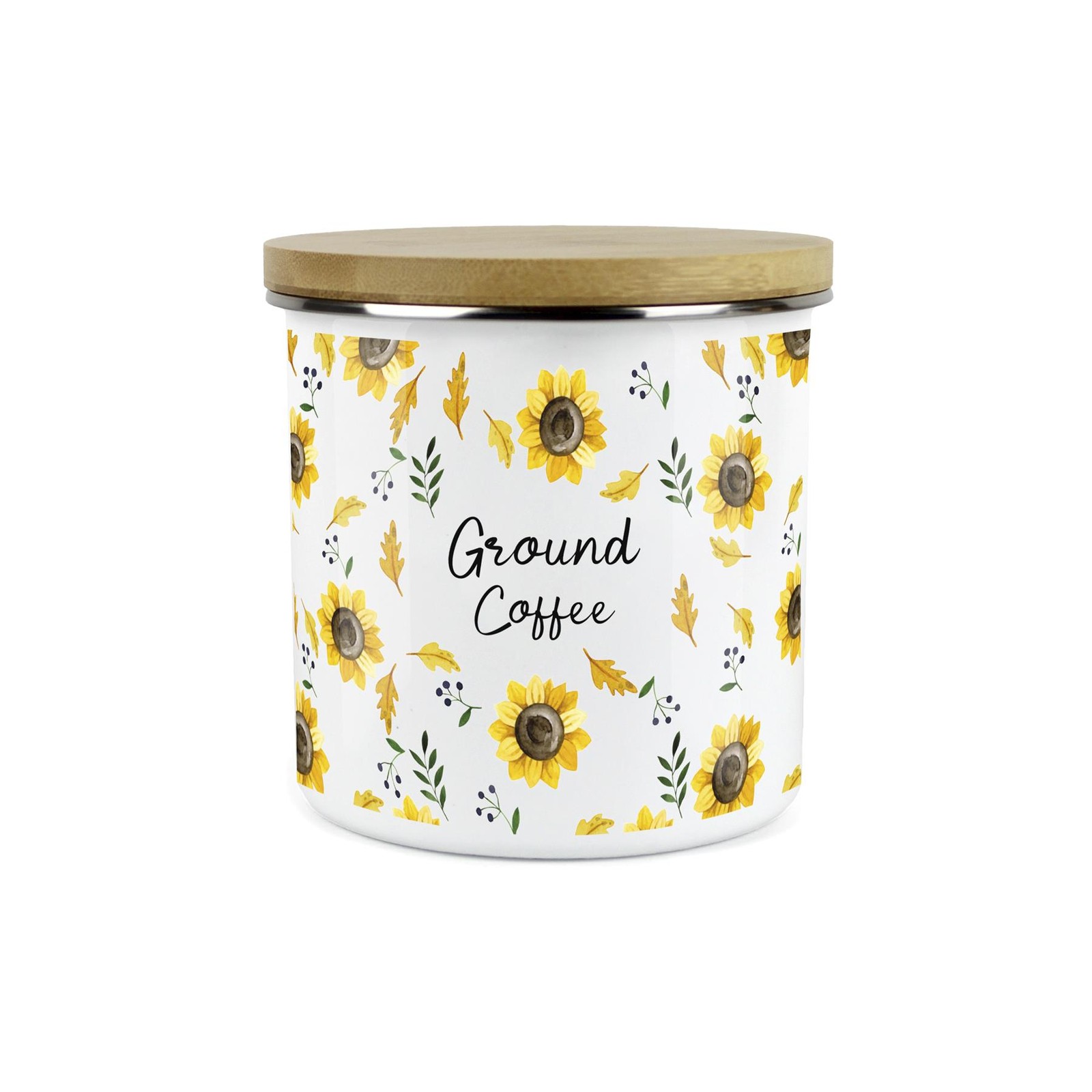 Ground Coffee Storage Canister - Sunflowers Yellow Kitchen Storage Jar