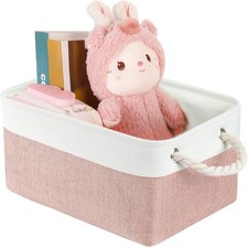Storage Bins with Sturdy Cotton Handles 1 Pack , Fabric Storage Baskets for