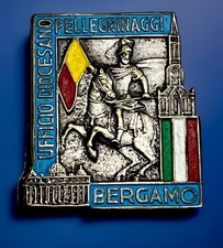 Spilla medaglia religiosa Bergamo Pellegrinaggi Ufficio Diocesano Pellegrinaggi Cattolica Vintage