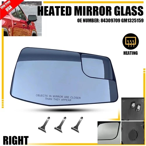 For 2019-2024 SIERRA SILVERADO 1500 2500 3500 Mirror Glass Heated Passenger Side