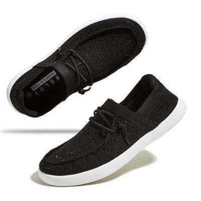 LUCKY STEP Women's Rhinestone Lace Up Loafers Comfortable Slip On Mesh Knit Shoe