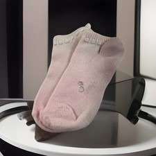 VTG Socks Gean Edwards Acrylic White Ribbon Bow Low Ankle 9-11 Pink 90s 80s USA