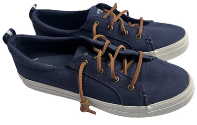 Sperry Crest Vibe Sneakers Women's 8.5 Navy Canvas Memory Foam STS98642 Casual