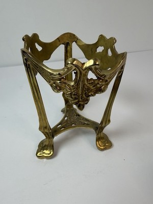 Brass Three Leg Display Stand Sphere Footed Candle Crystal Ball Holder Vintage
