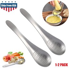 2× Stainless Steel Garlic Ginger Grater Spoon Shape Kitchen Tool Easy Crushing