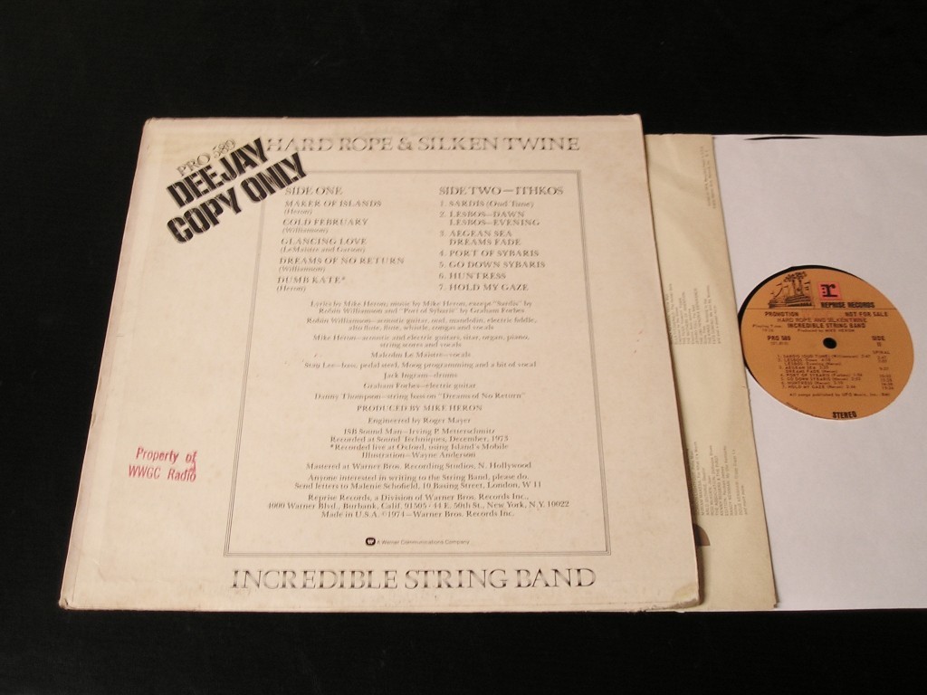 Incredible String Band Hard Rope & Silken Twine 1974 PROMO LP W/Alt