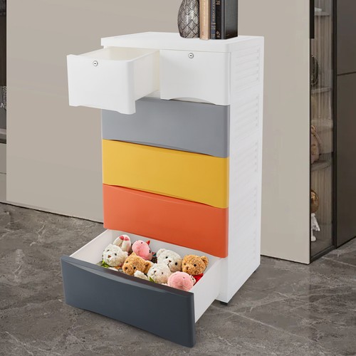 5-Tier Plastic 5 Drawers Dresser Storage Cabinet Bedroom Chest Closet Organizer - Picture 12 of 21