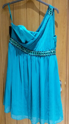 TEATRO TEAL TURQUOISE ONE SHOULDER DRESS SIZE 16 BNWT xmas party dress |  eBay