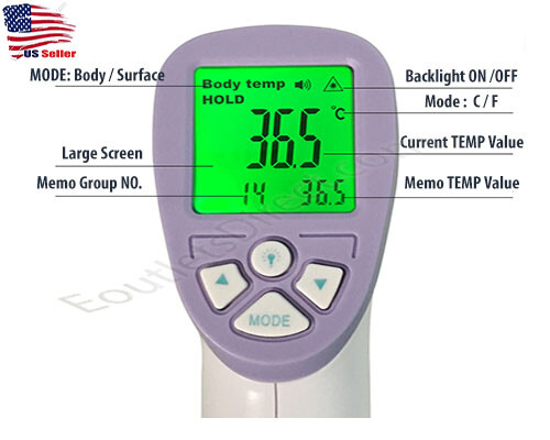 Digitales medizinisches berührungsloses Infrarot-IR-Thermometer Pistole Körperoberflächentemperatur - Bild 2 von 7