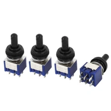 4pcs AC125V 6A on/off/on DPDT 6 Pins 3 Position Toggle Switch w Waterproof Cover