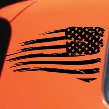 Distressed American Flag Graphic Vinyl Decal Sticker Side Chrome  
