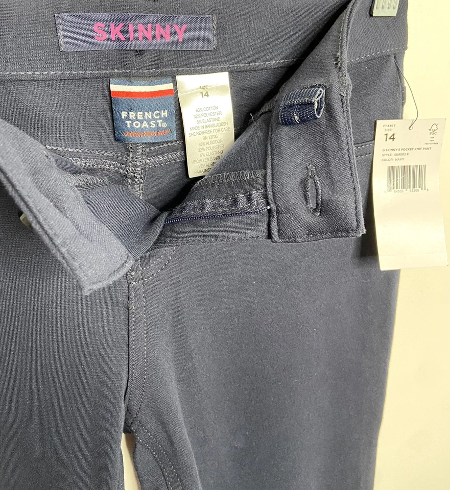 NWT French Toast Girls Junior Skinny Fit Navy Blue Sz 14 Leggings W 26” X 27”L - Image 4 of 4