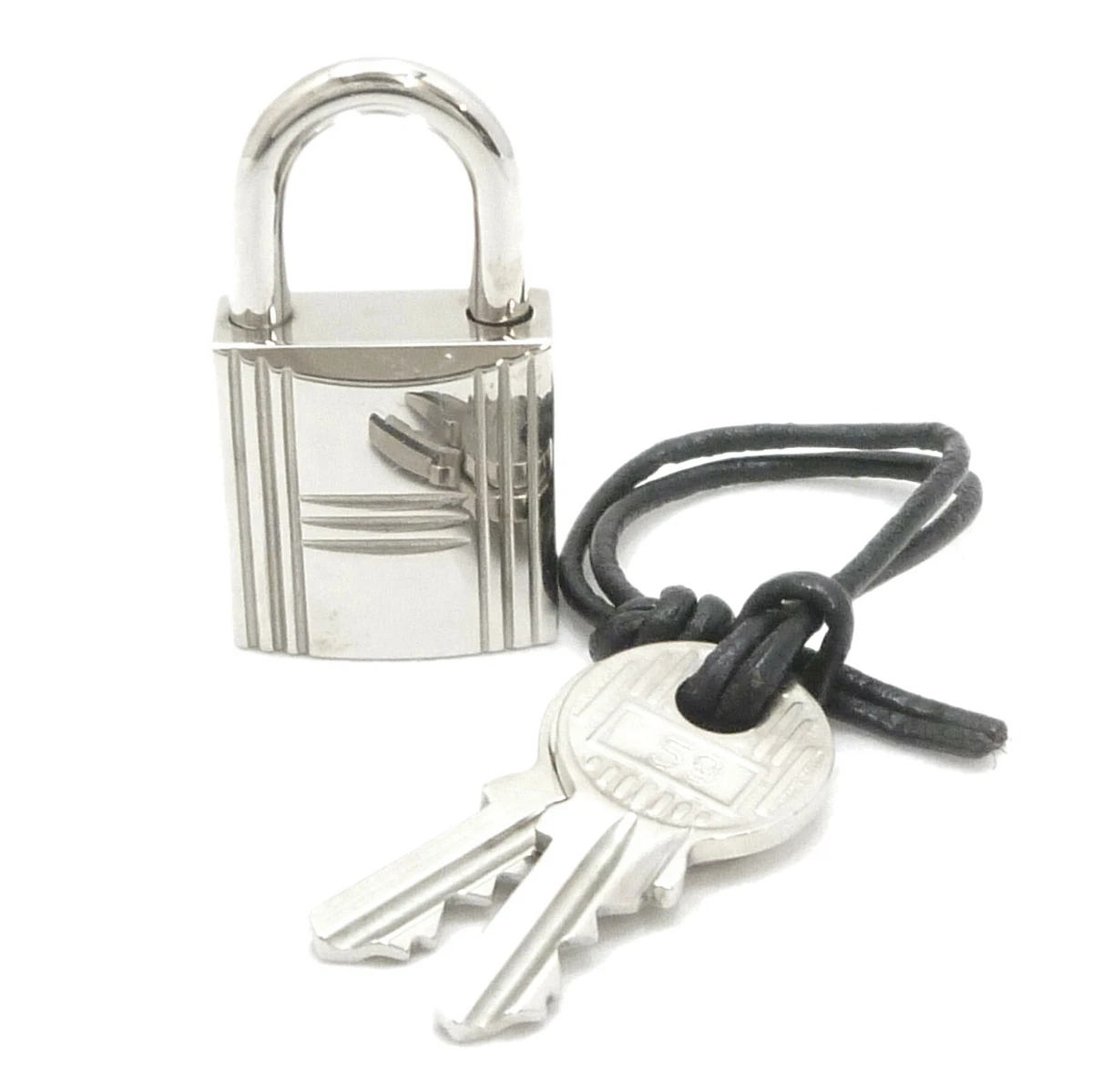 Authentic HERMES PadLock & 2Keys No.120 Silver Brass #W609028