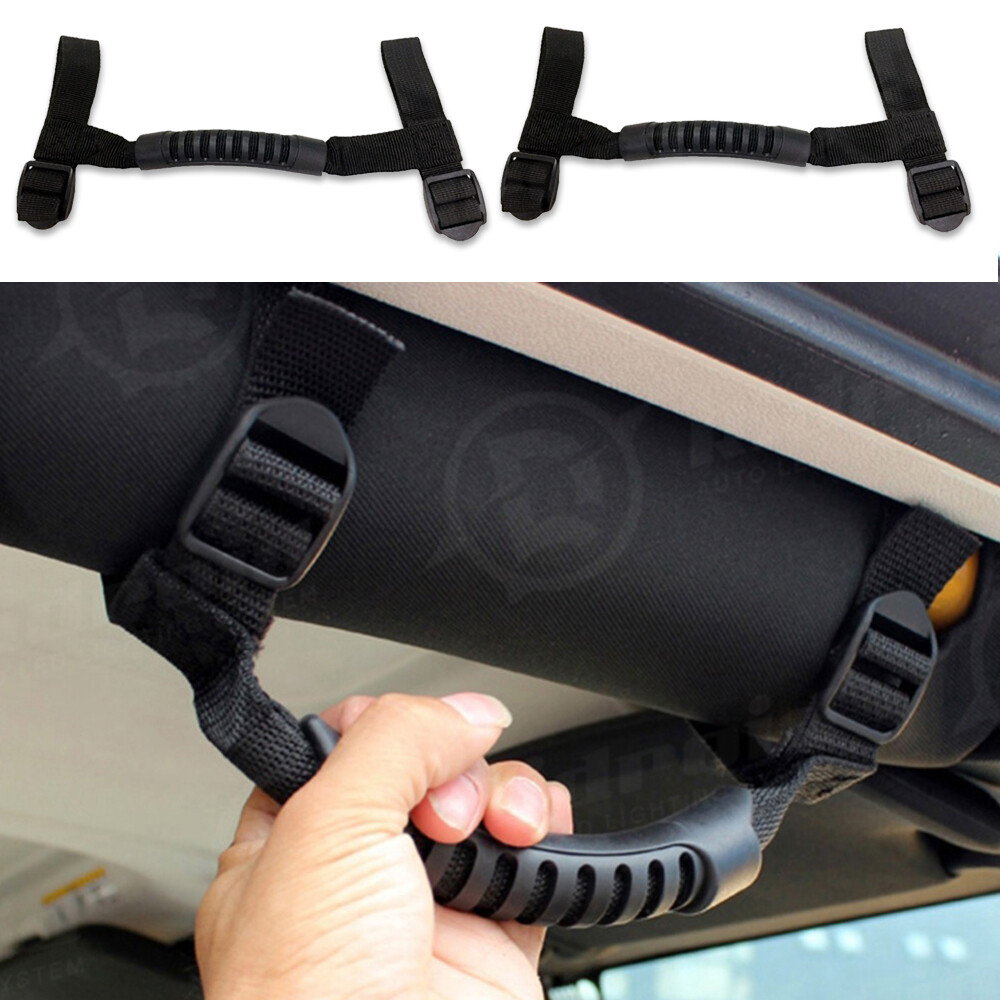 Set Of 4 Black Roll Bar Grab Handles For Jeep Wrangler (Fits YJ, TJ, JK, JL Models) - View #5