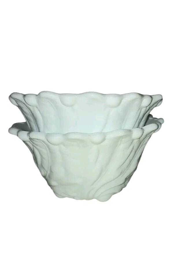 Indiana Glass Wild Rose White Milk Glass Berry Bowls -Set Of Two, Retro Kitchen