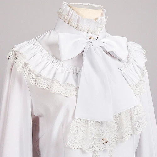 Ladies Shirt Ruffled Lace Top Victorian Blouse Bowknot Retro Gothic Chic Elegant - Bild 4 von 23
