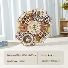 Robotime ROKR Time Art Zodiac Wall Clock 3D Wooden Puzzle Games Model Building K