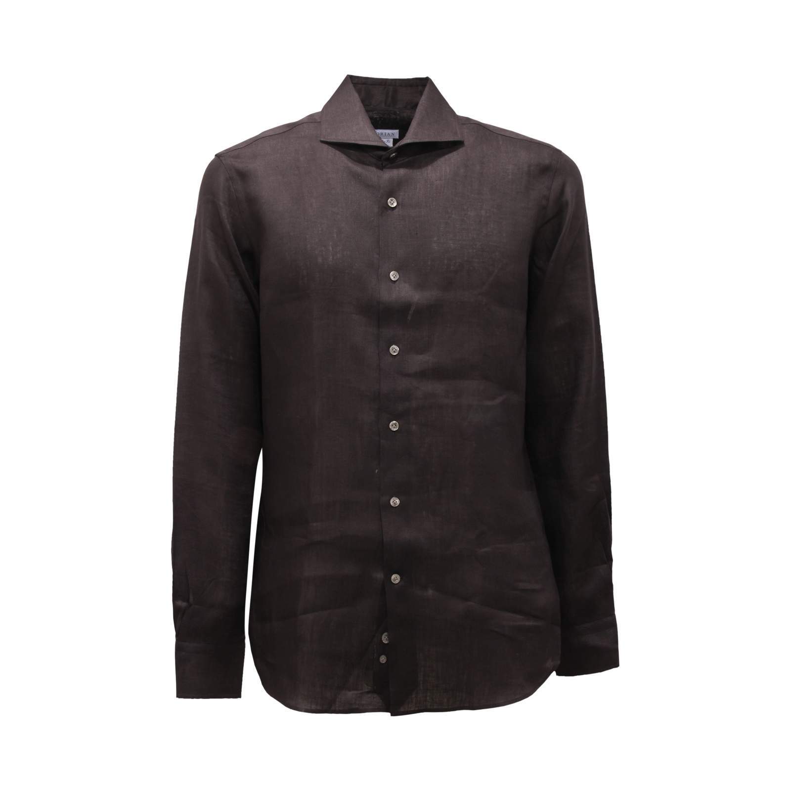 4837AT мужская льняная рубашка camicia uomo ORIAN SLIM FIT черного цвета