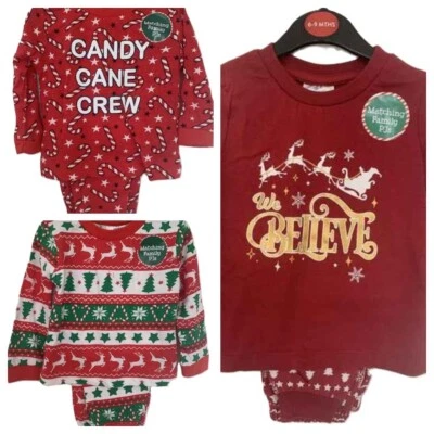 B&M Baby Boys Girls Xmas Christmas Pyjamas Candy Cain Tree Reindeer Pj's