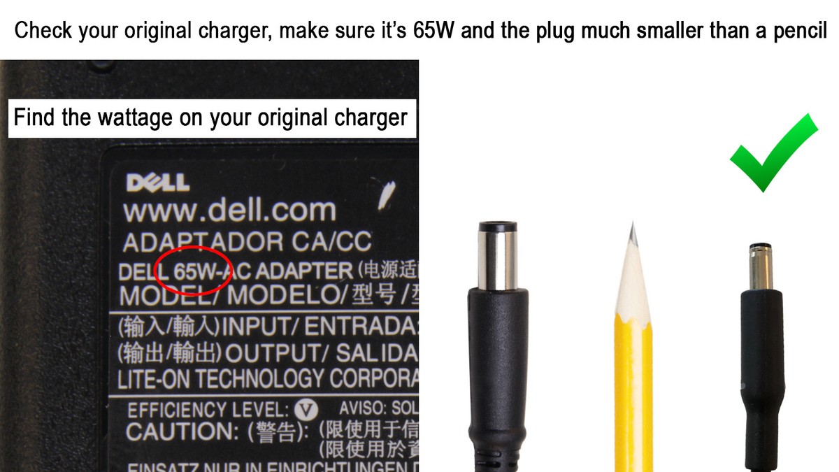 Dell Adattatore Originale Per Notebook, Caricabatterie Da 65 W Per