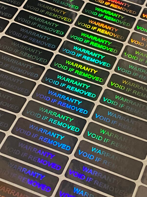 1000 WARRANTY VOID IF REMOVED BRIGHT SILVER HOLOGRAM SECURITY LABELS STICKERS