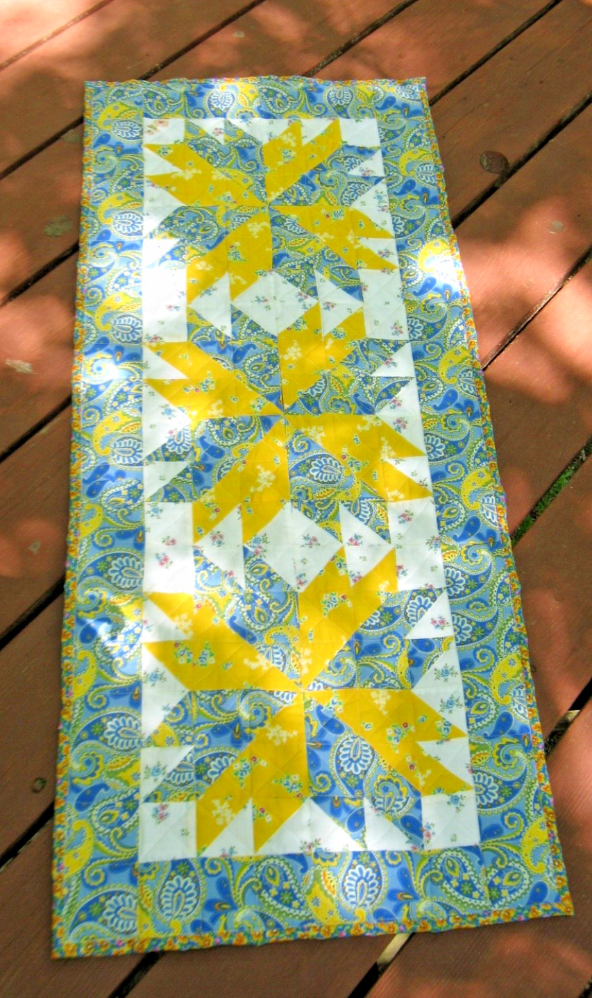Handcrafted Sunlight and Shade Table Runner or Dresser Scarf, 18" x 42"