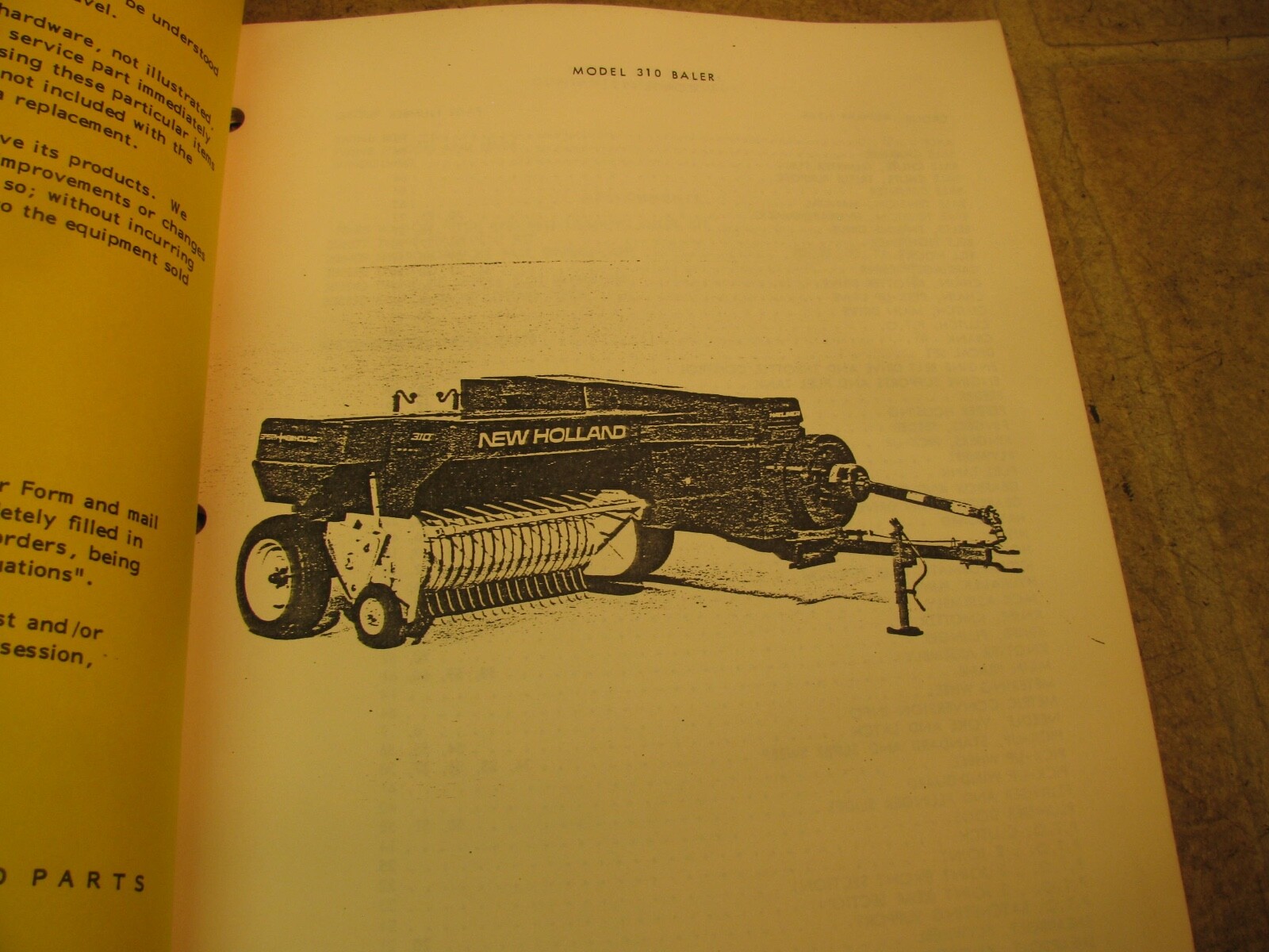 New Holland 310 Baler Service Parts Catalog Manual eBay