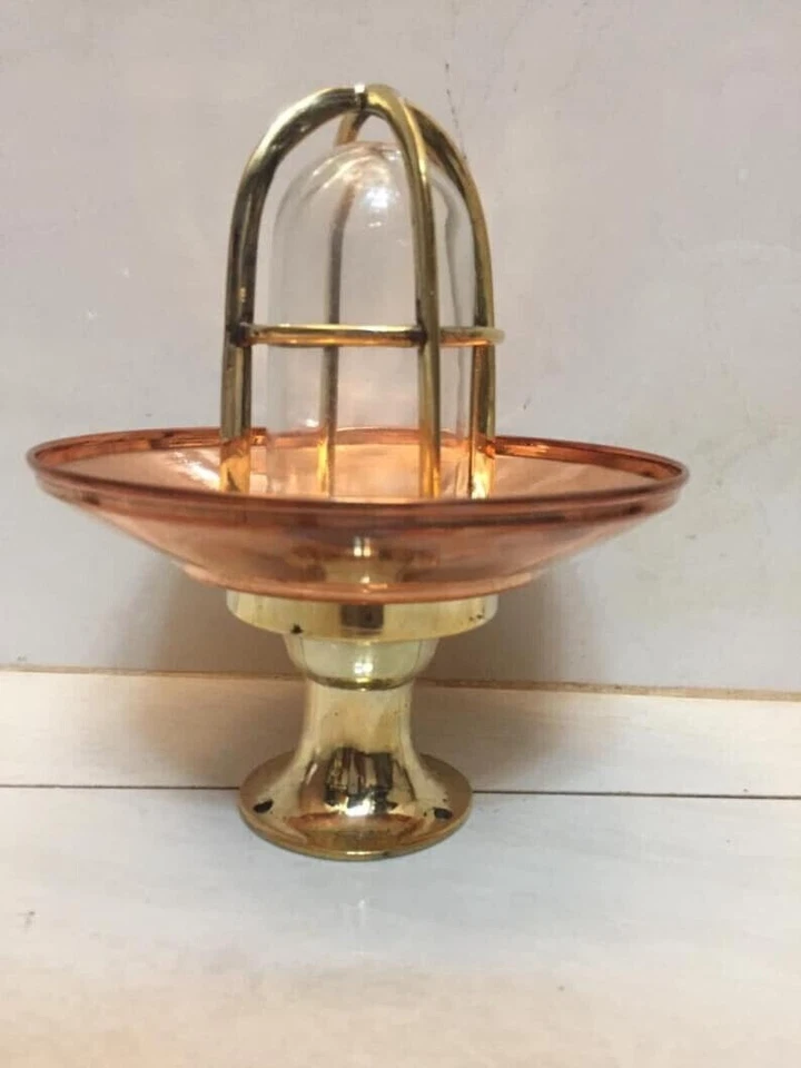 Marine Solid Brass Bulkhead Cargo Light with Shade - Ceiling & Wall Mount - Image 2 of 4