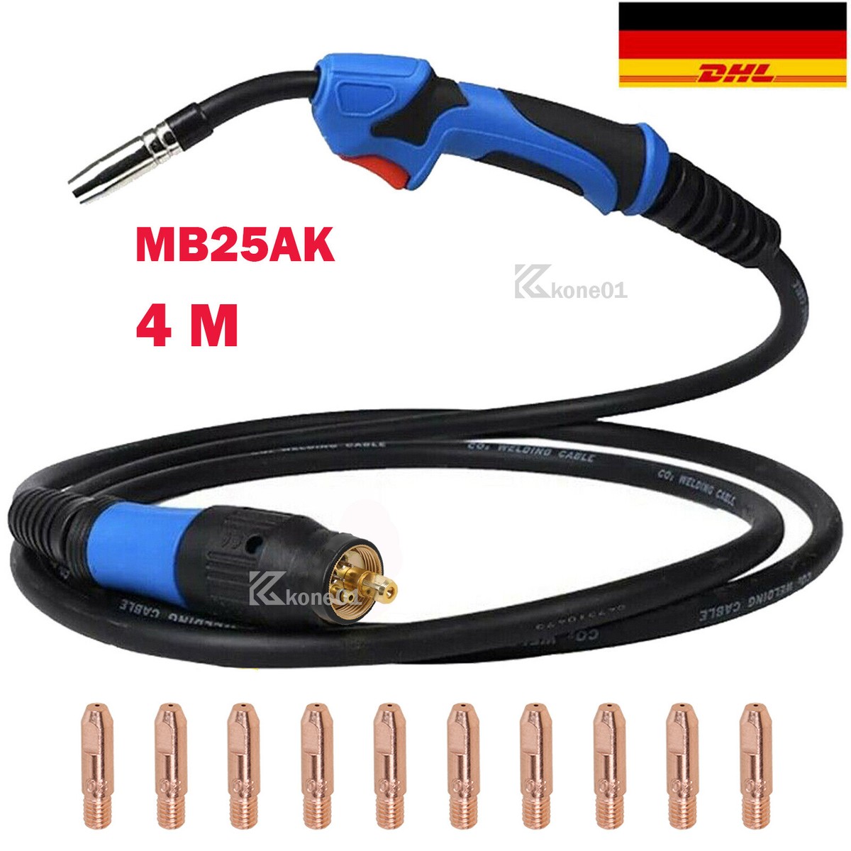 MB25 Schweißbrenner Schlauchpaket Brenner Schutzgas Schweißgerät 250A MIG MAG 4M