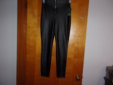 BRAND NEW LADY "WILD FABLE" BLACK FAUX LEATHER FINISH ANKLE LEGGINGS