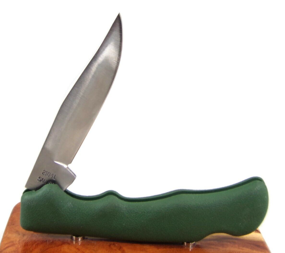 1987 Case XX Blackhorn Lockback Knife Green Ruberized Handle Full Etch
