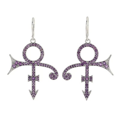 2 Ct Round Cut Simulated Amethyst Women Love Hoop Earrings 14k White Gold Plated
