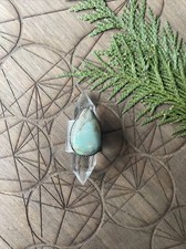 turquoise wide band mountian sterling silver ring 7