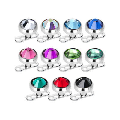 Dermal Top and Anchor 14g with Cubic Zirconia- 4PCS
