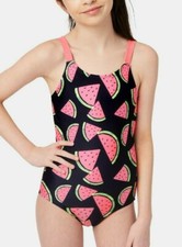 JUSTICE Girl Swimsuit Bikini Tankini Watermelon Pink Navy Blue 8 10 12 One Piece