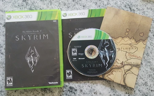 Xbox 360 The Elder Scrolls V Skyrim Complete w/ Map  Free FAST SHIPPING