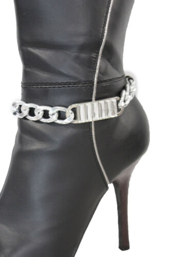 Neuf Femmes Argent Chaîne Métal Bottes Bracelet Chemins Chaussures Plaque Perles Charme Bijoux - Photo 1 sur 1