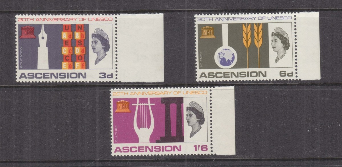ASCENSION, 1967 UNESCO set of 3, marginal, lhm. | eBay