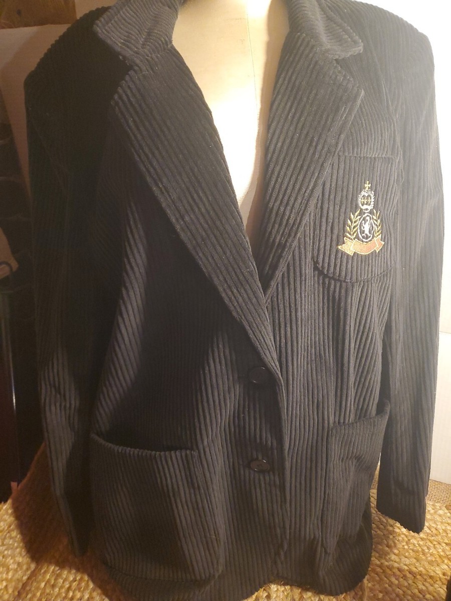 VTG Corduroy Blazer Jacket Black SBII By Bitterman Retro 90's Size