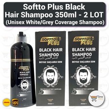 Softto Plus Black Hair Shampoo 2x350ml White/Grey Coverage Shampoo - 2 LOT