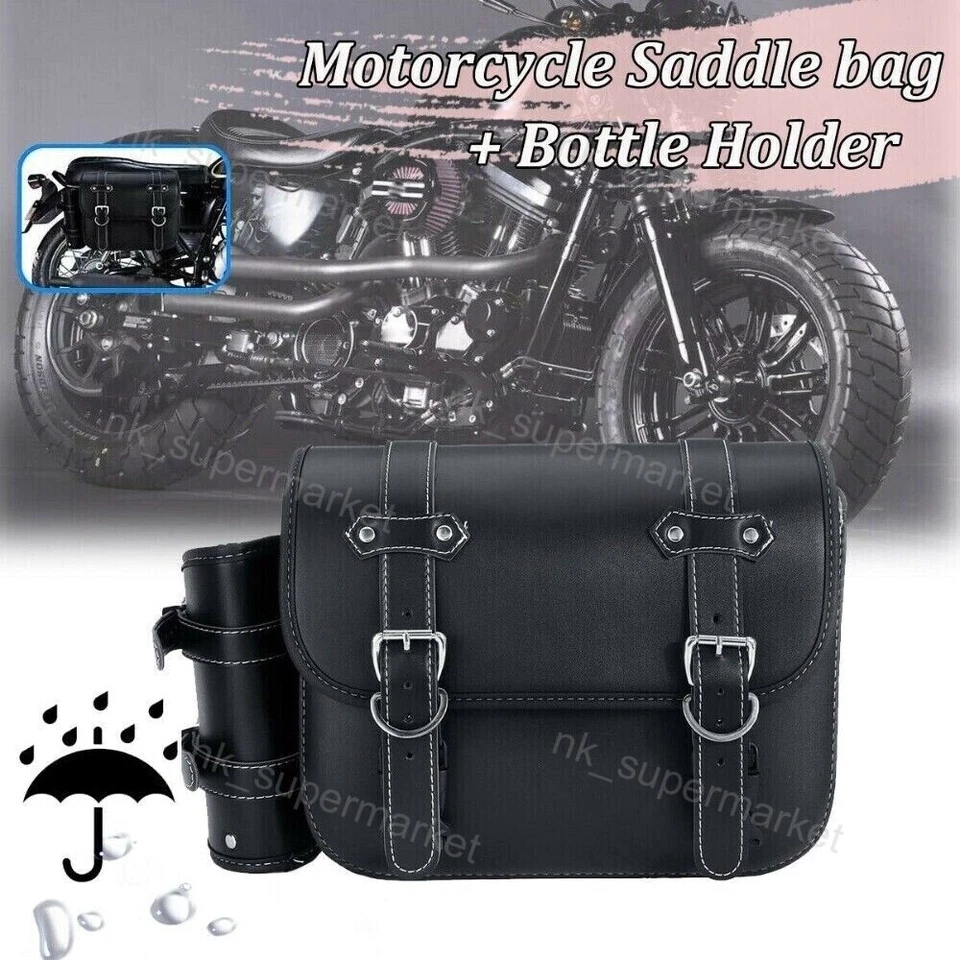 PU Leather Saddlebag Saddle Bag For Yamaha V Star XVS 250 650 950 1100 Custom US - Image 4 of 4
