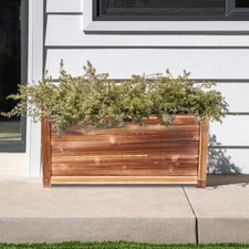 Anti-corrosion Wood Planter Box Portable Flower Plant Pot Herb Trough Raised Bed