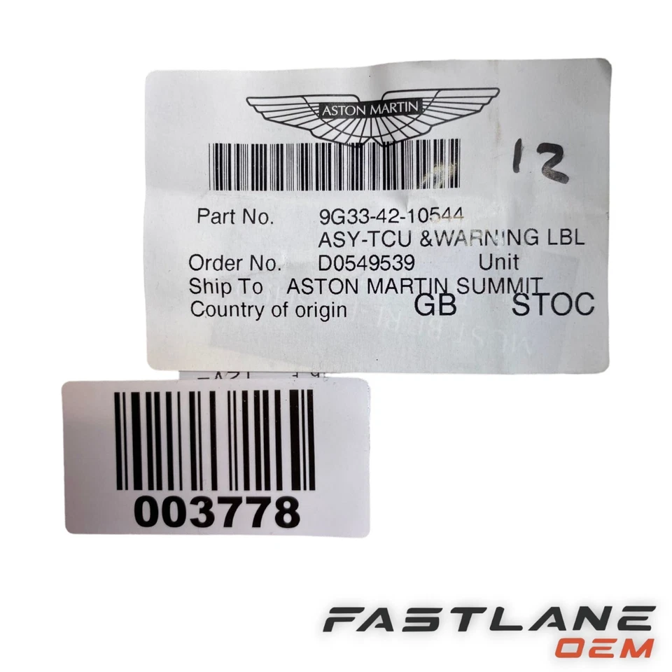 ПОДЛИННЫЙ ASTON MARTIN V8 VANTAGE АССИ-TCU И ПРЕДУПРЕЖДЕНИЕ ЭТИКЕТКА НОВЫЙ OEM 9G33-42-10544 - Изображение 2 из 4