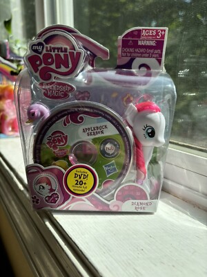 My Little Pony G4 Diamond Rose 3''  with Applebuck Season DVD, Swan & Suitcase