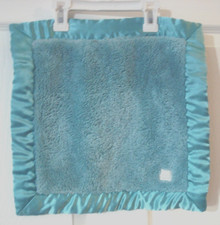 Angel Dear Aqua Teal Sherpa Security Blanket Satin Trim