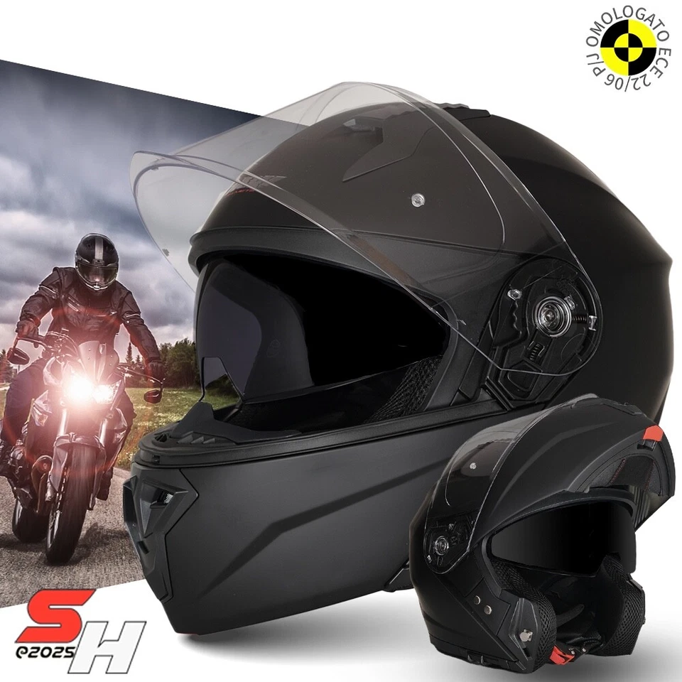 SH NOX casco moto modulare apribile omologato nero opaco offerta!!!